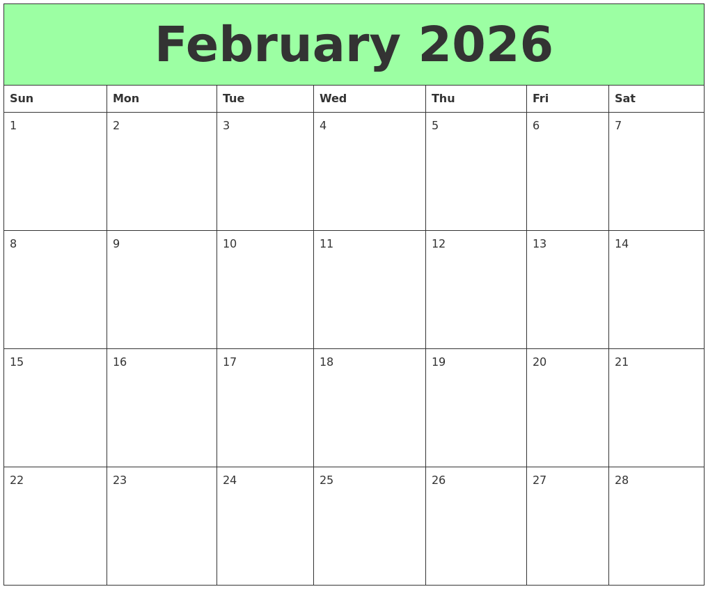 February 2026 Printable Calendars