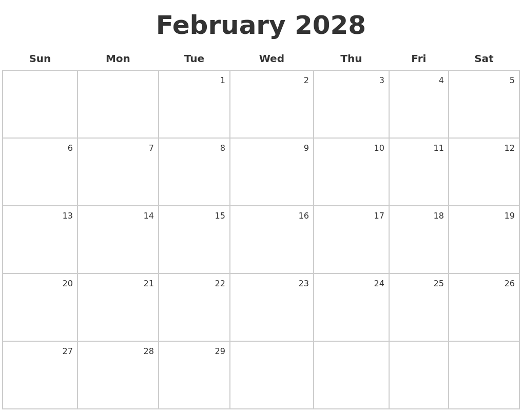 February 2028 Make A Calendar