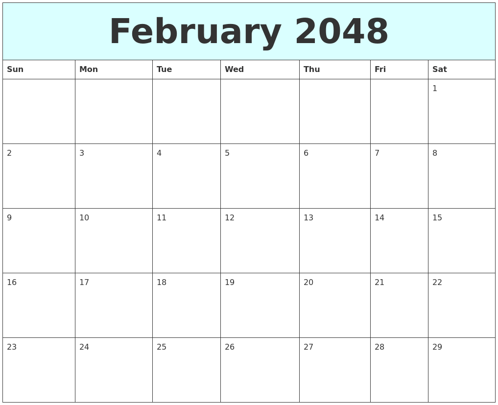 February 2048 Free Calendar