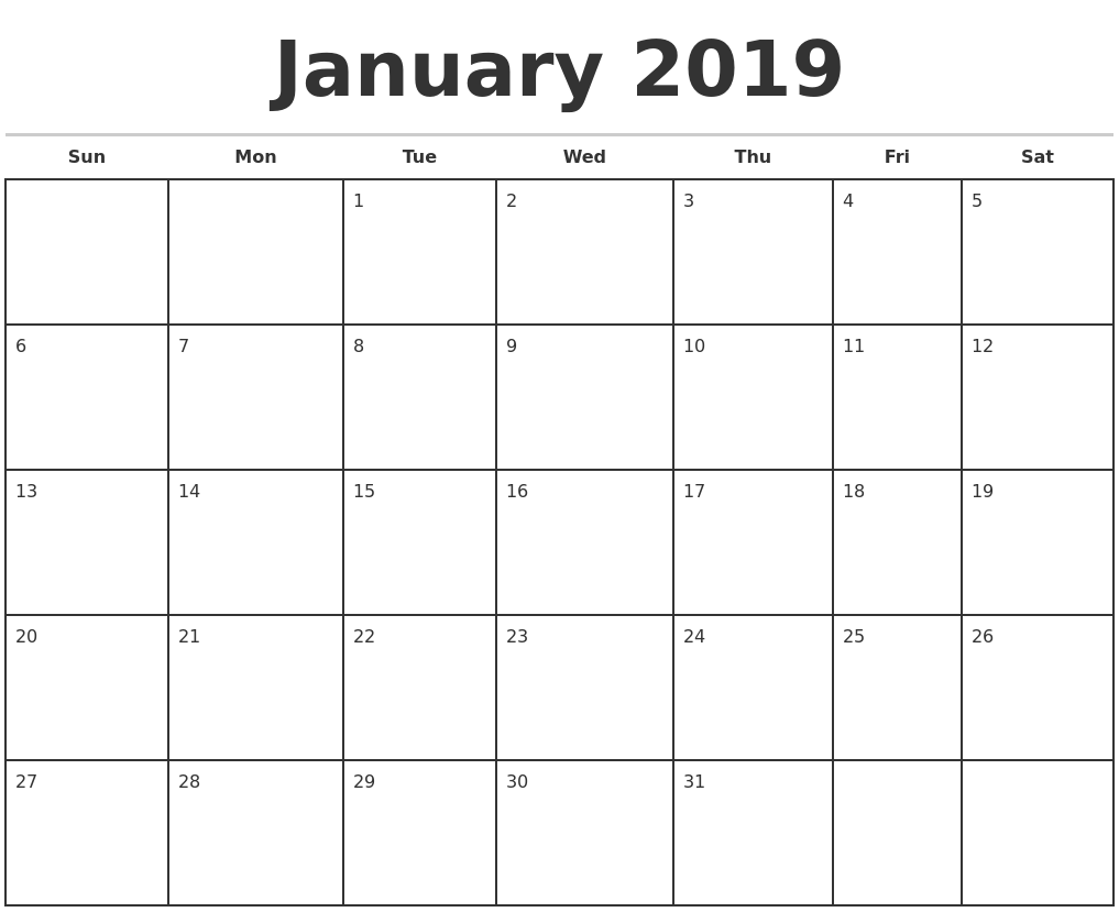 2019 Monthly Calendar - FREE DOWNLOAD