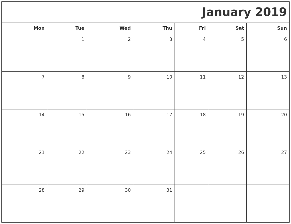 2017 printable blank calendar