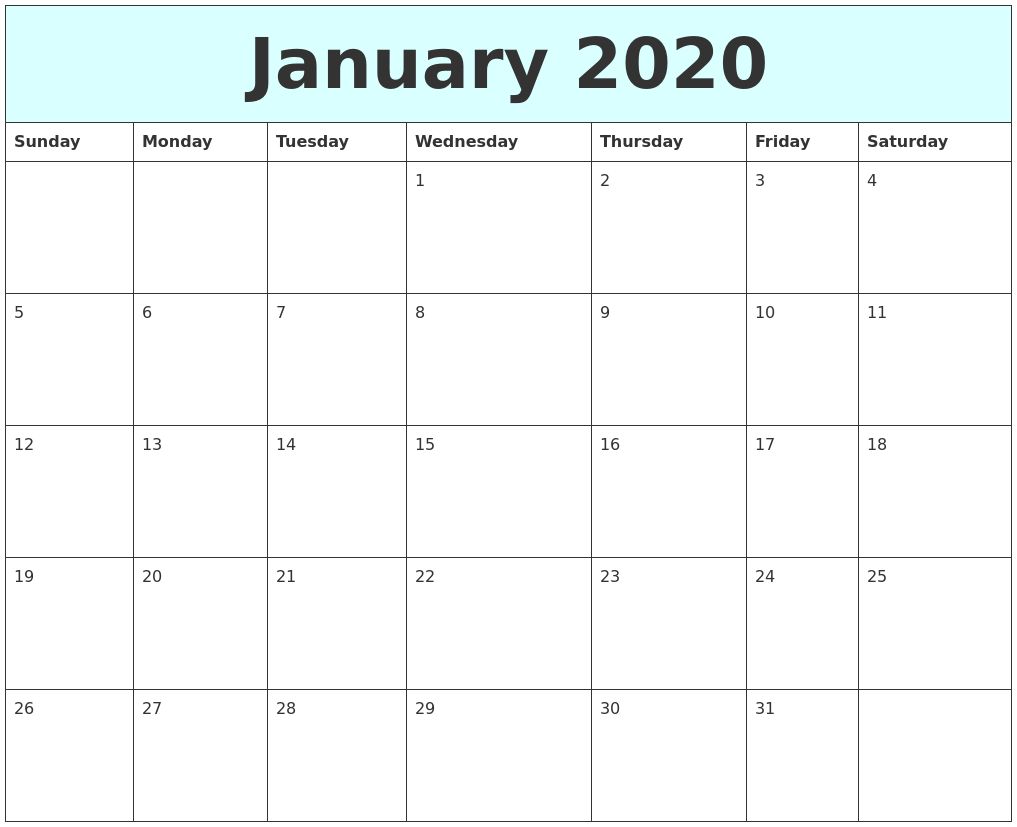 january 2020 free calendar 2020 printable calendar pages