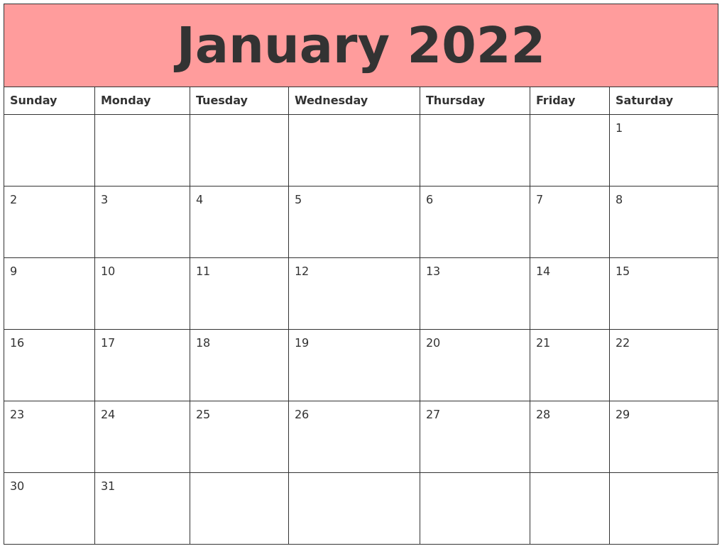 January 2022 Calendars That Work