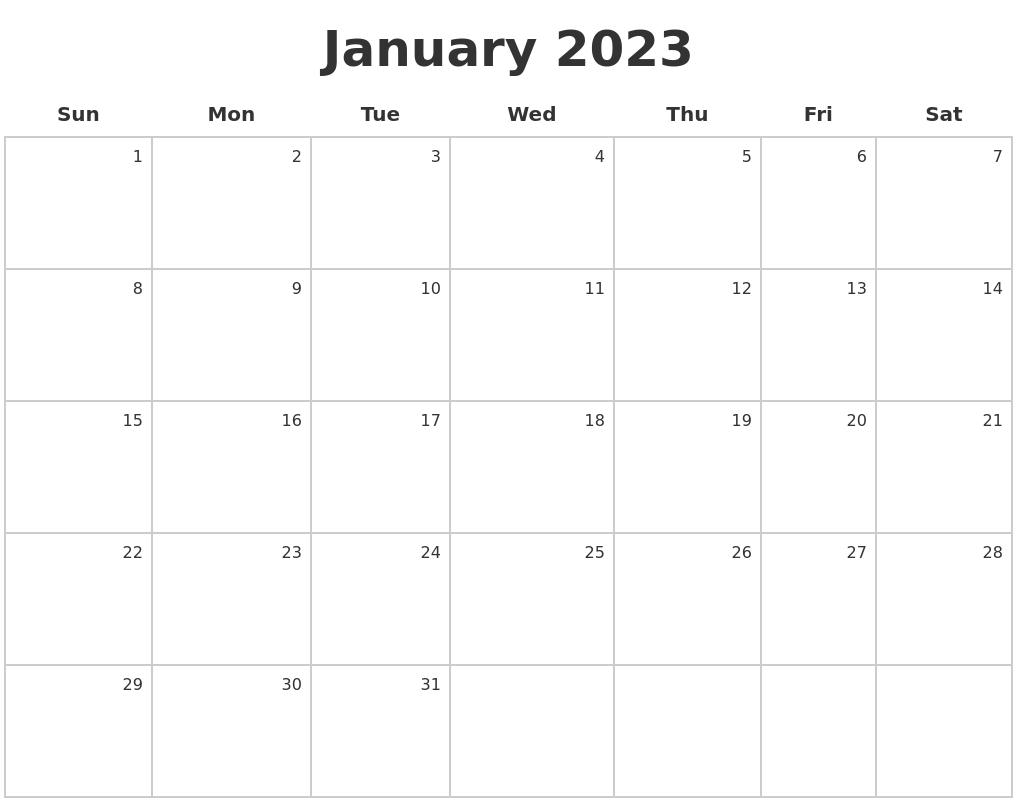 January 2023 Make A Calendar