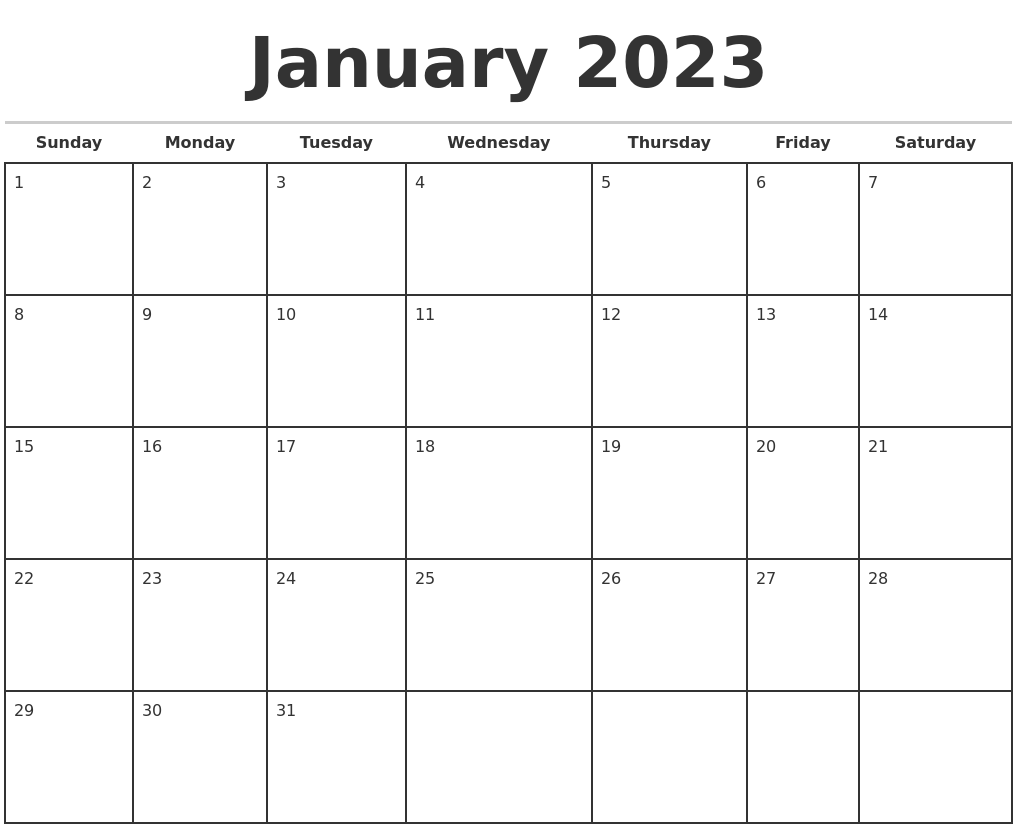 January 2023 Monthly Calendar Template january-2023-monthly-calendar-template