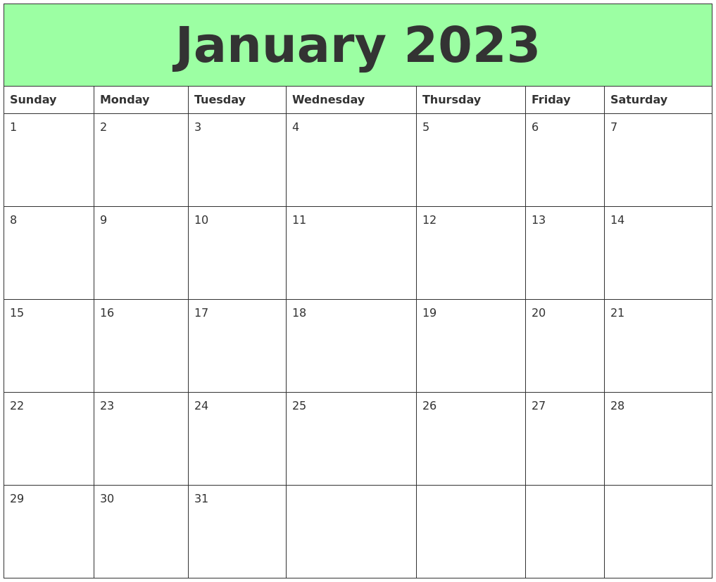 January 2023 Printable Calendars