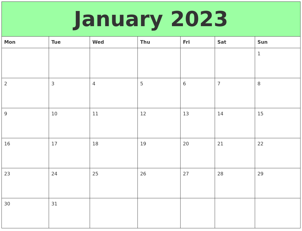 January 2023 Printable Calendars