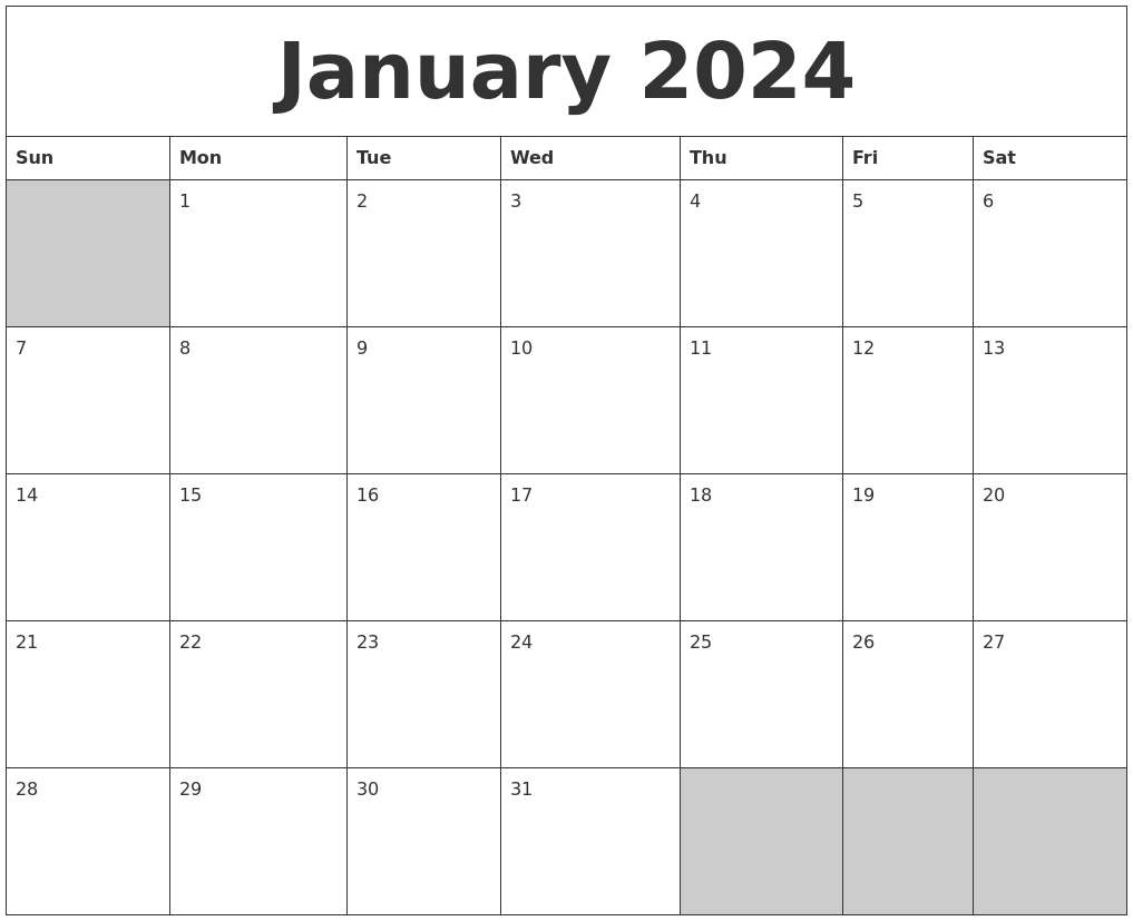 June 2024 Monthly Calendar Printable
