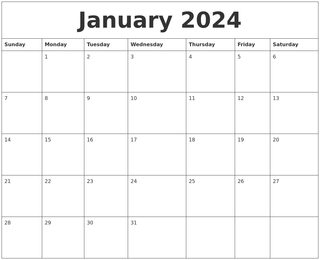 January 2024 Calendar