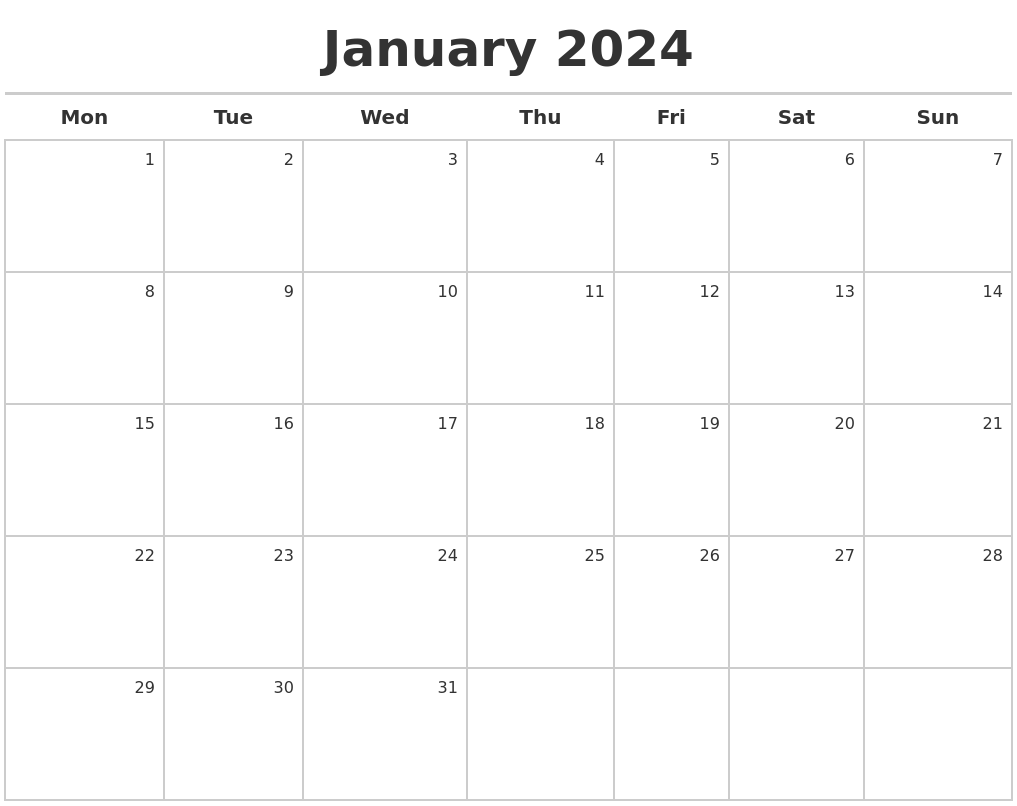 January 2024 Calendar Maker