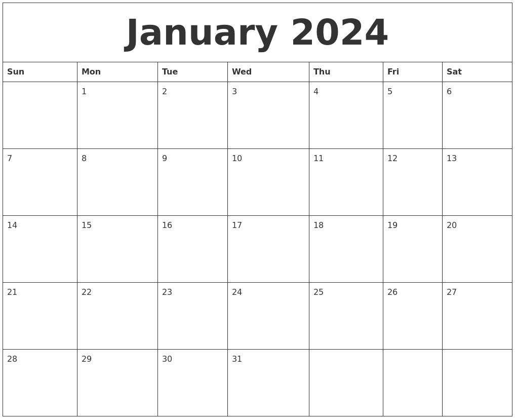 January 2024 Calendar