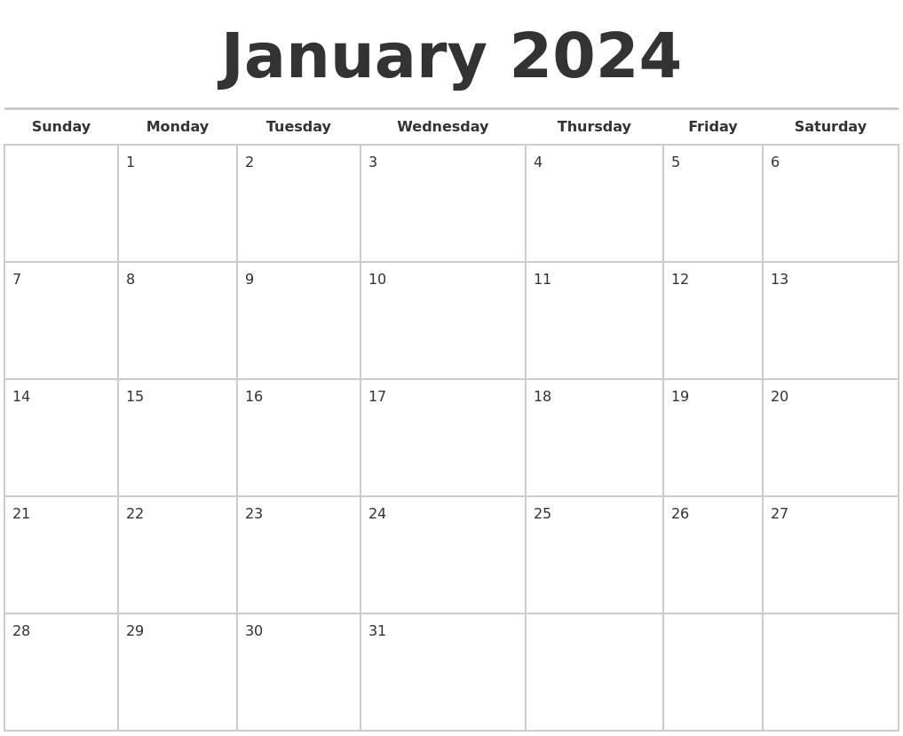 January 2024 Calendars Free