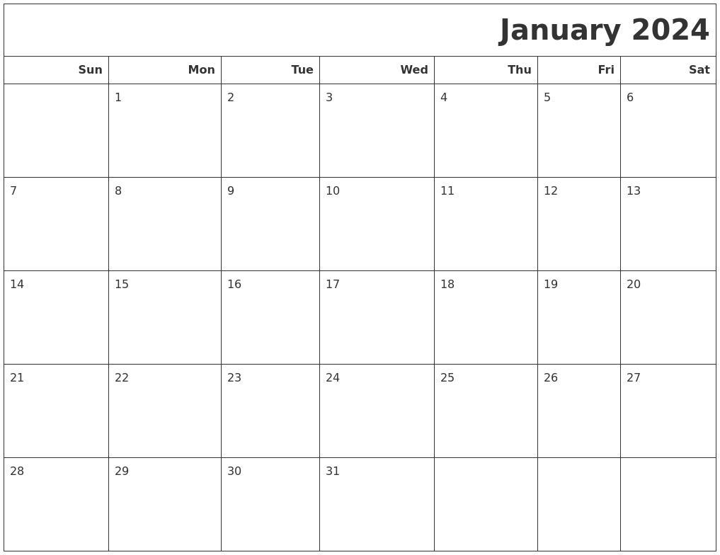 January 2024 Calendars To Print