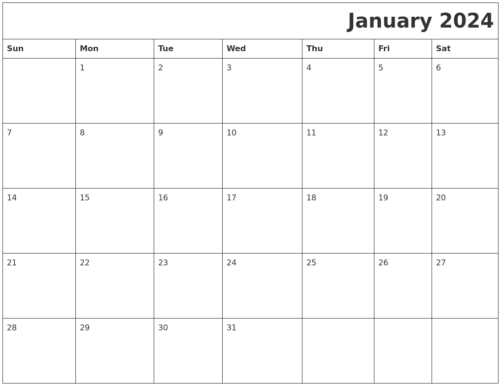 January 2024 Download Calendar