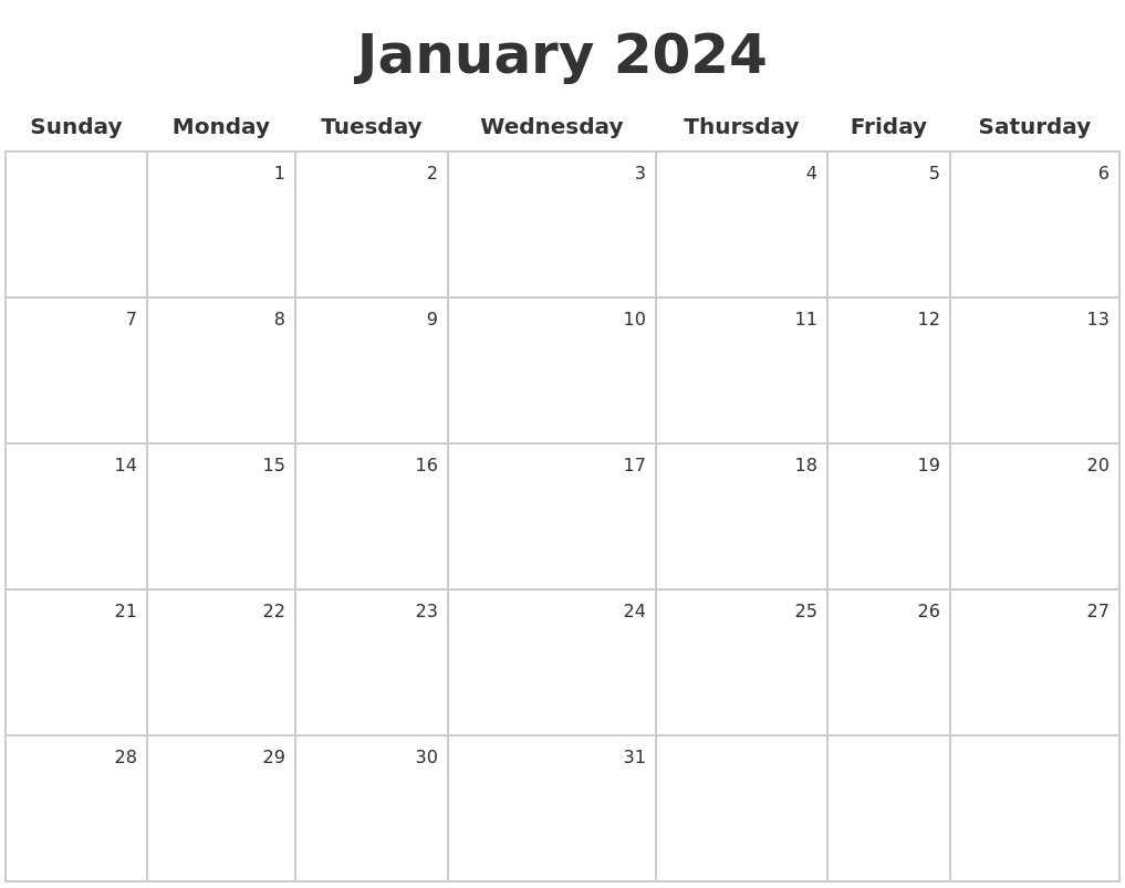 January 2024 Make A Calendar
