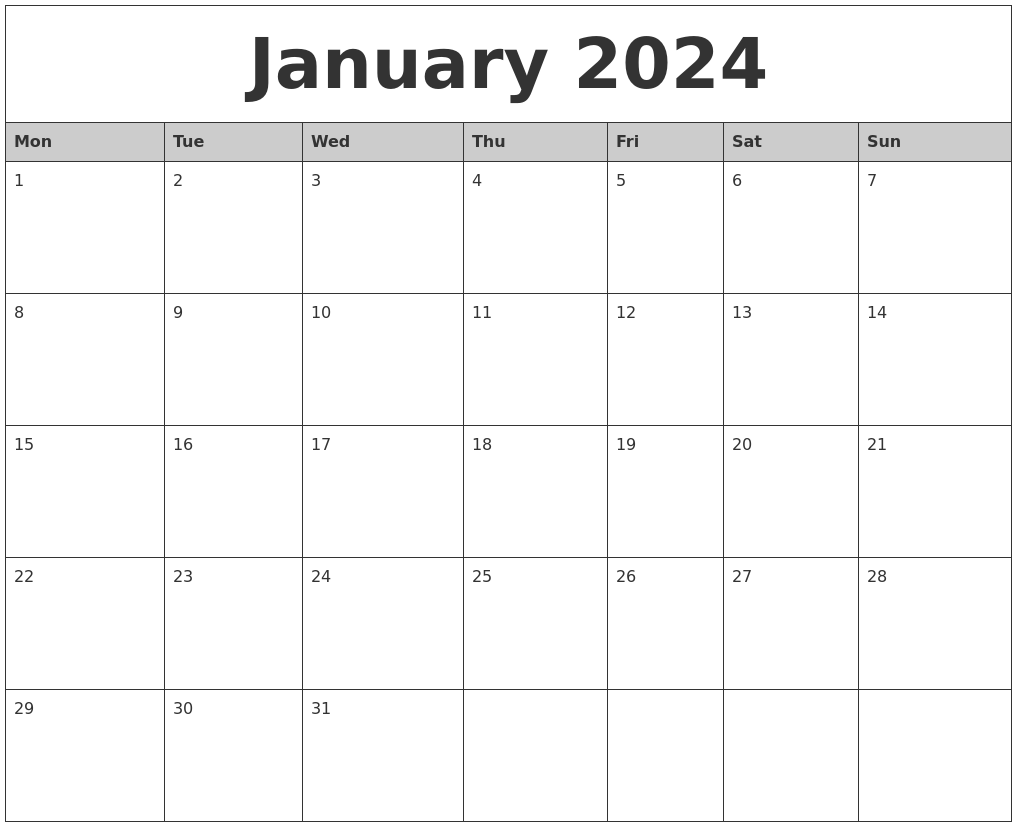 Free Printable January 2024 Monthly Calendar With Holidays Free Kori