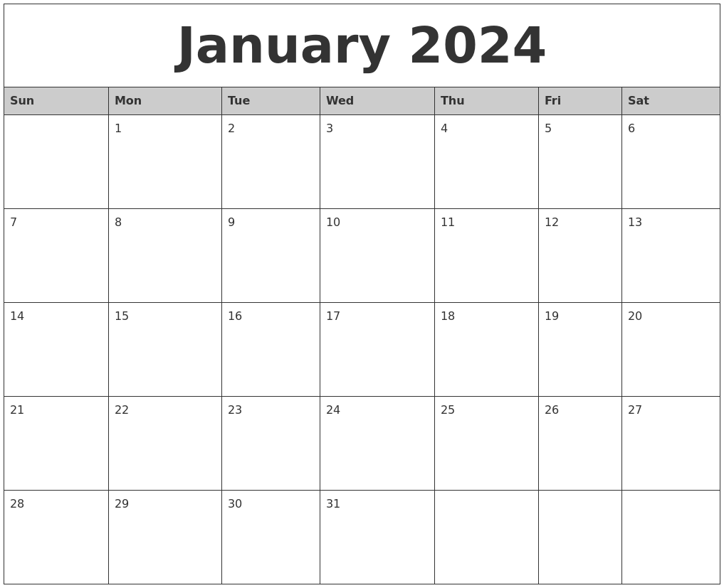 Jan 2024 Calendar Printable Cool The Best List of January 2024