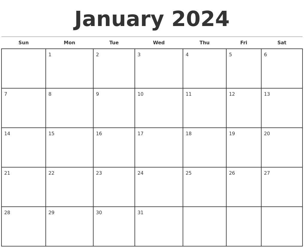 Free Printable Monthly Calendar 2024 Word