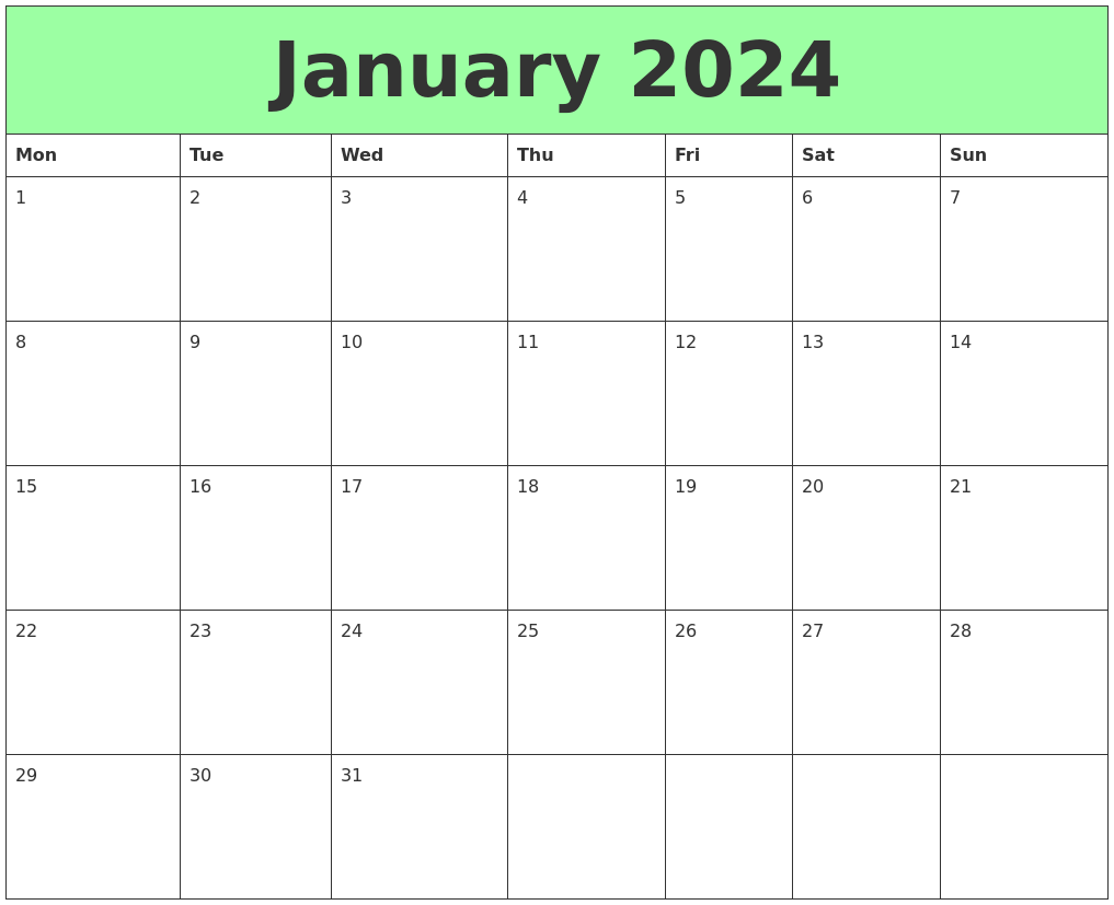 January 2024 Printable Calendars