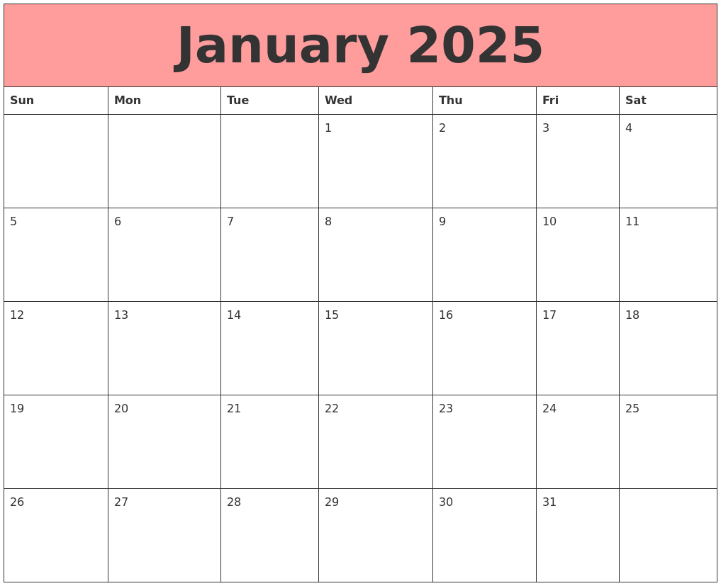 January 2025 Calendars That Work