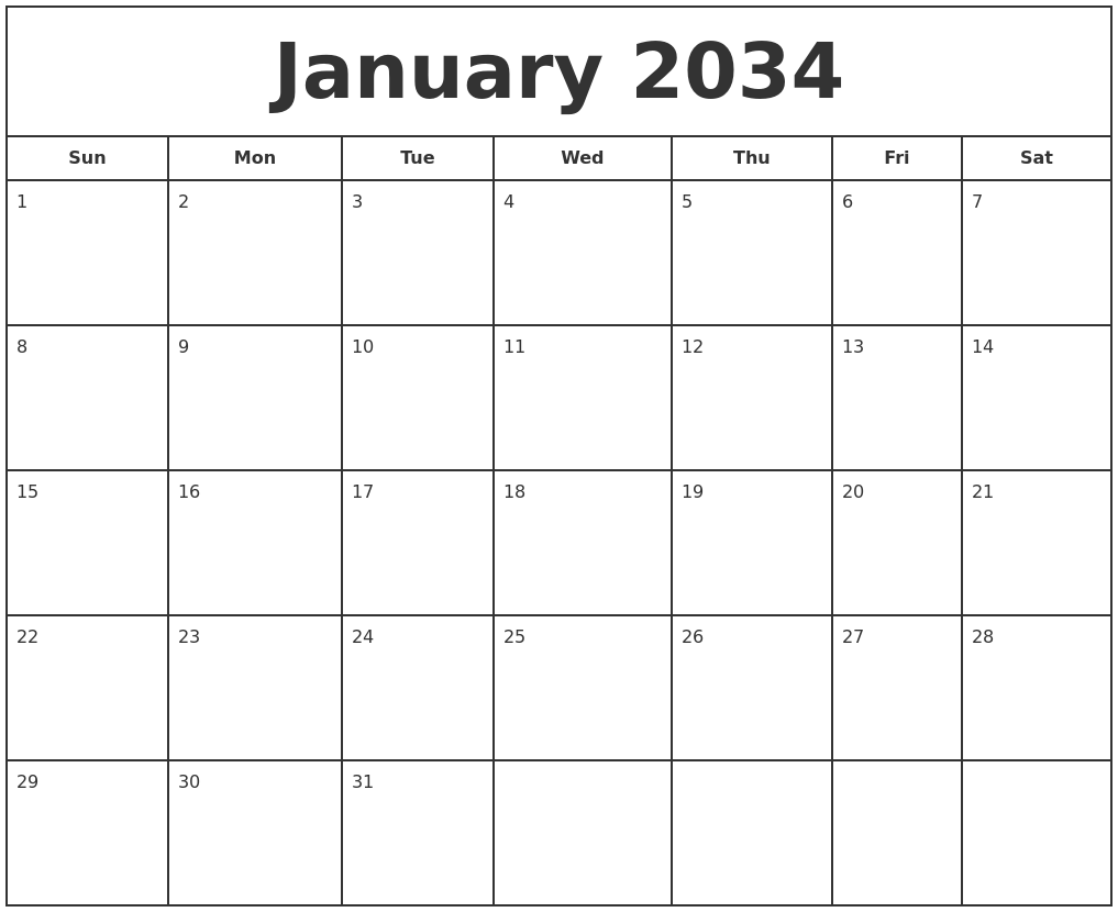 December 2033 Printable Monthly Calendar December 2033 Printable Monthly Calendar