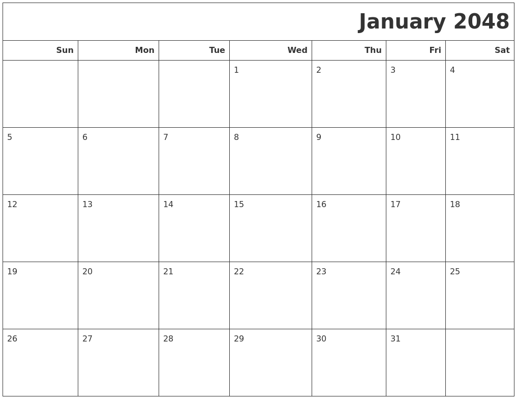 January 2048 Calendars To Print
