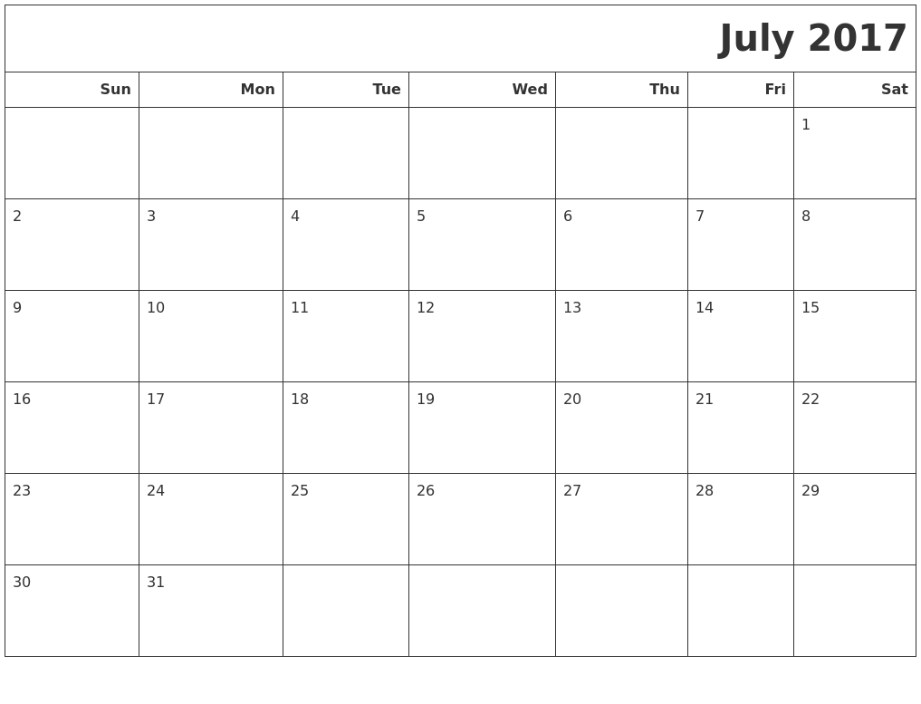 blank printable 2017 calendar