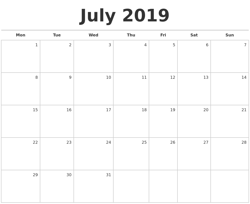 blank 2017 monthly calendars