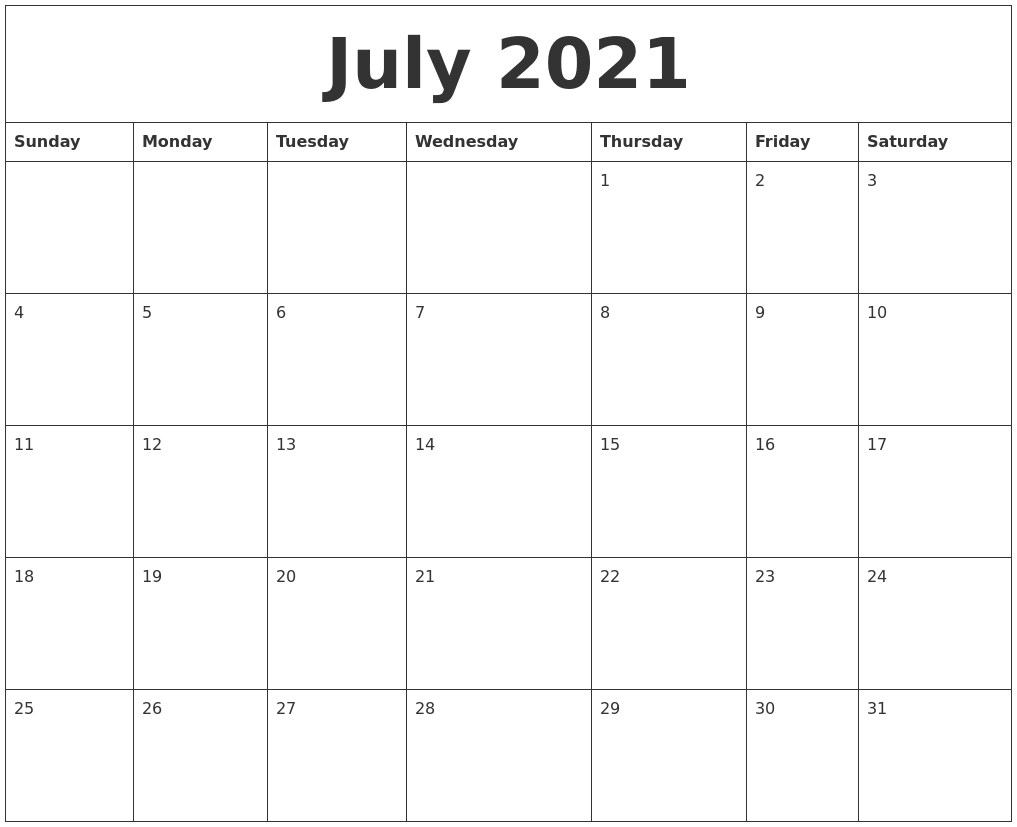 monthly calendar print out