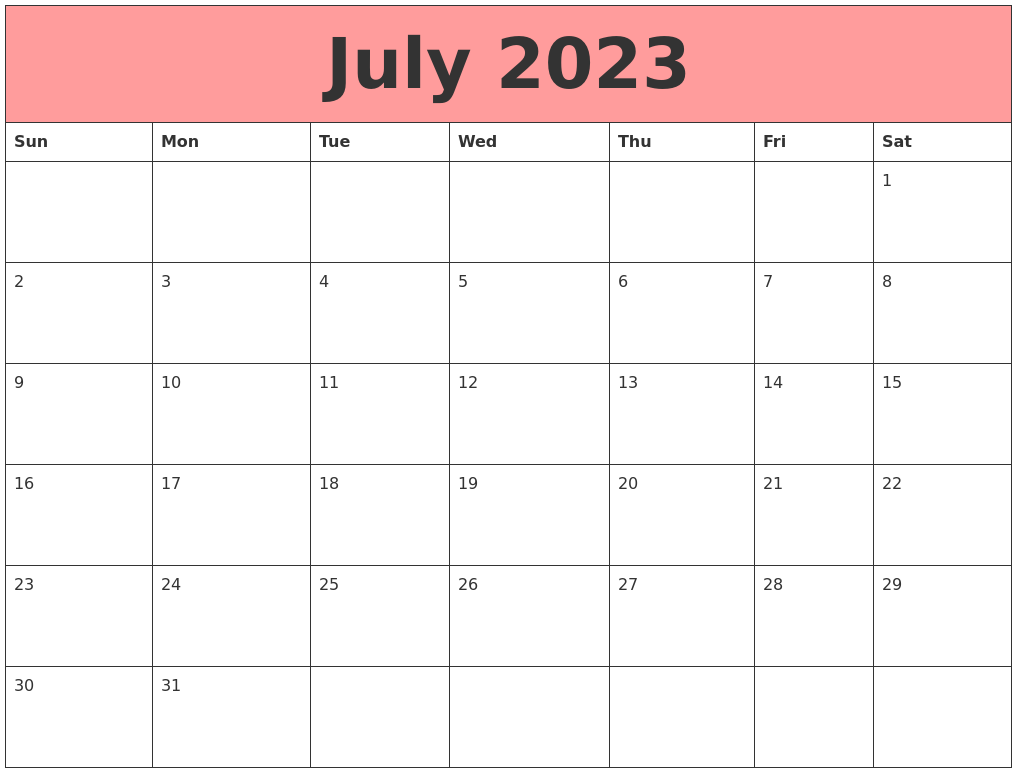 July 2023 Calendars That Work