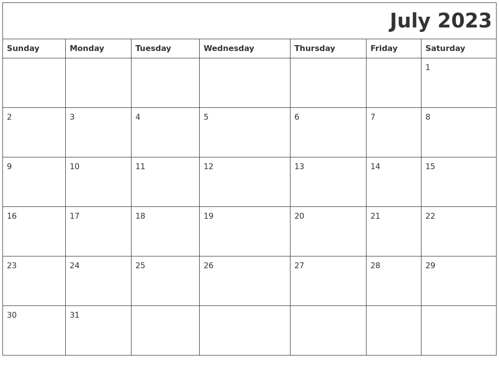 July 2023 Download Calendar