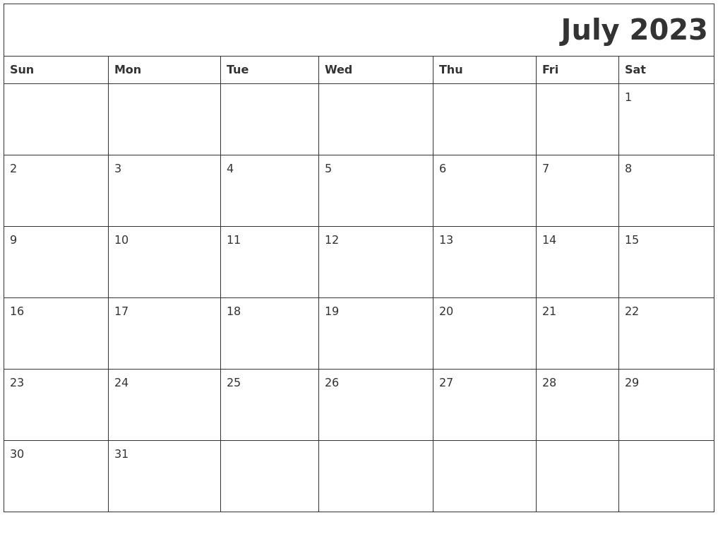 July 2023 Download Calendar