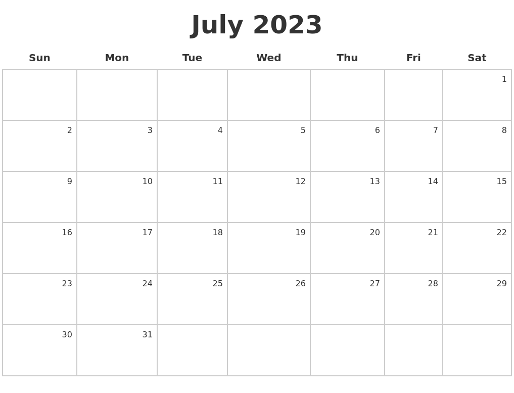 July 2023 Make A Calendar