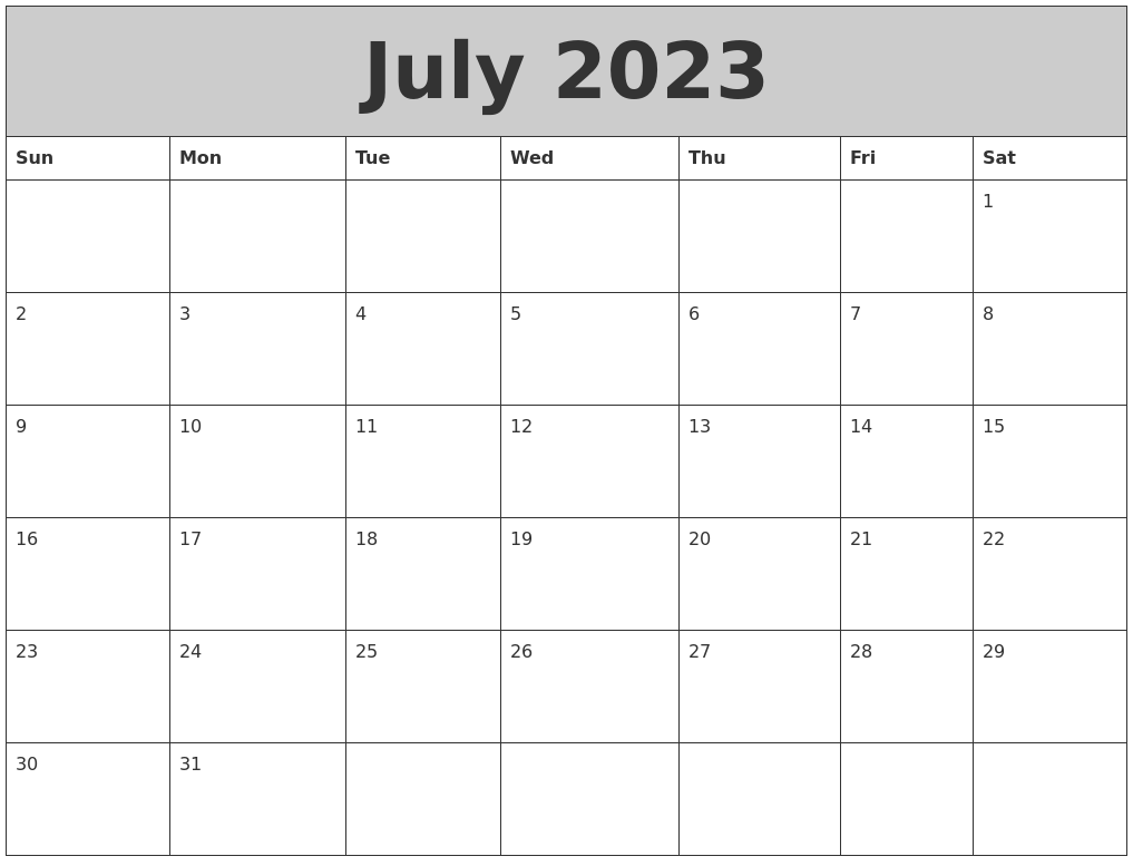 July 2023 My Calendar