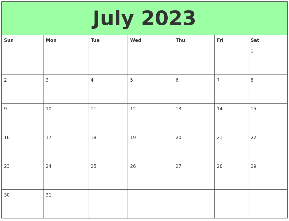 July 2023 Printable Calendars