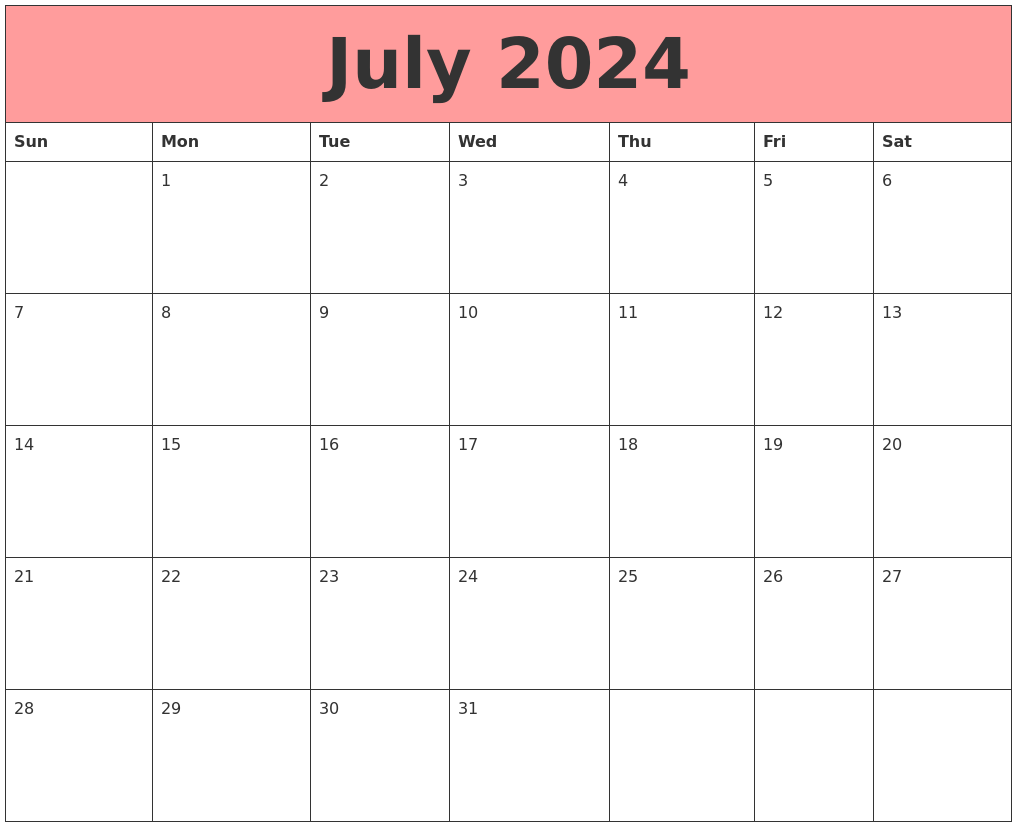 July 2024 Calendars That Work