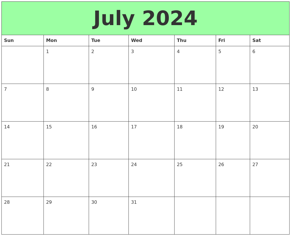 July 2024 Printable Calendars