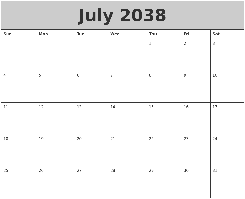 July 2038 My Calendar