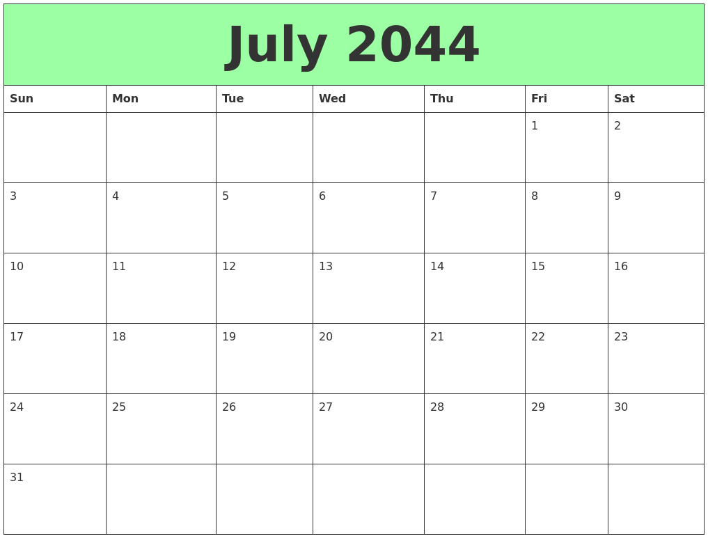 July 2044 Printable Calendars
