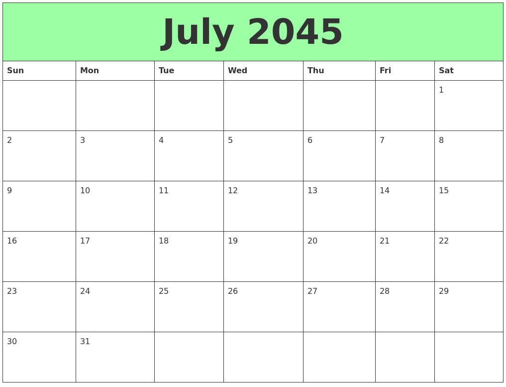July 2045 Printable Calendars