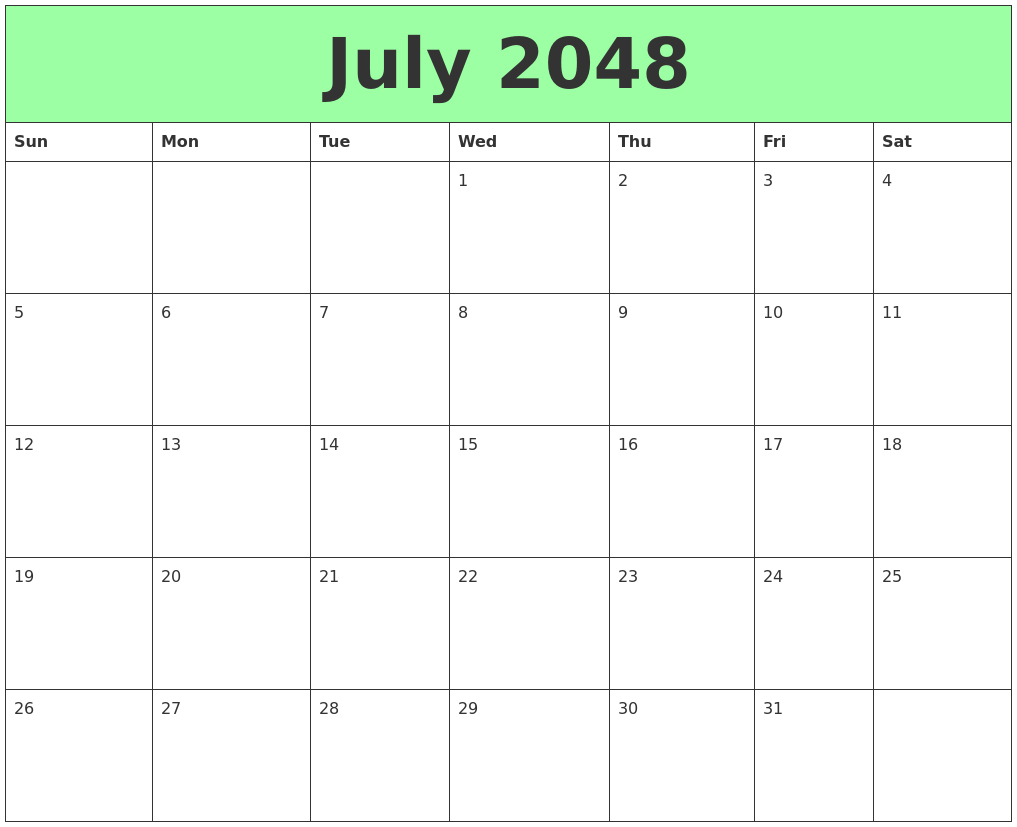 July 2048 Printable Calendars