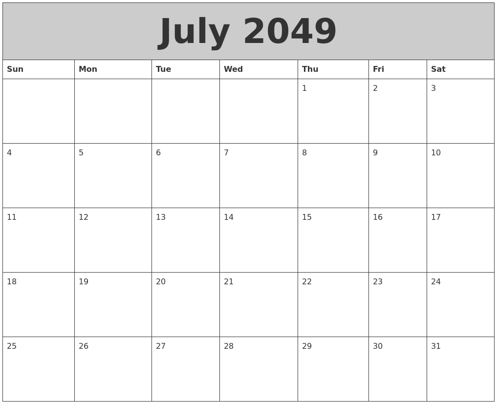 July 2049 My Calendar