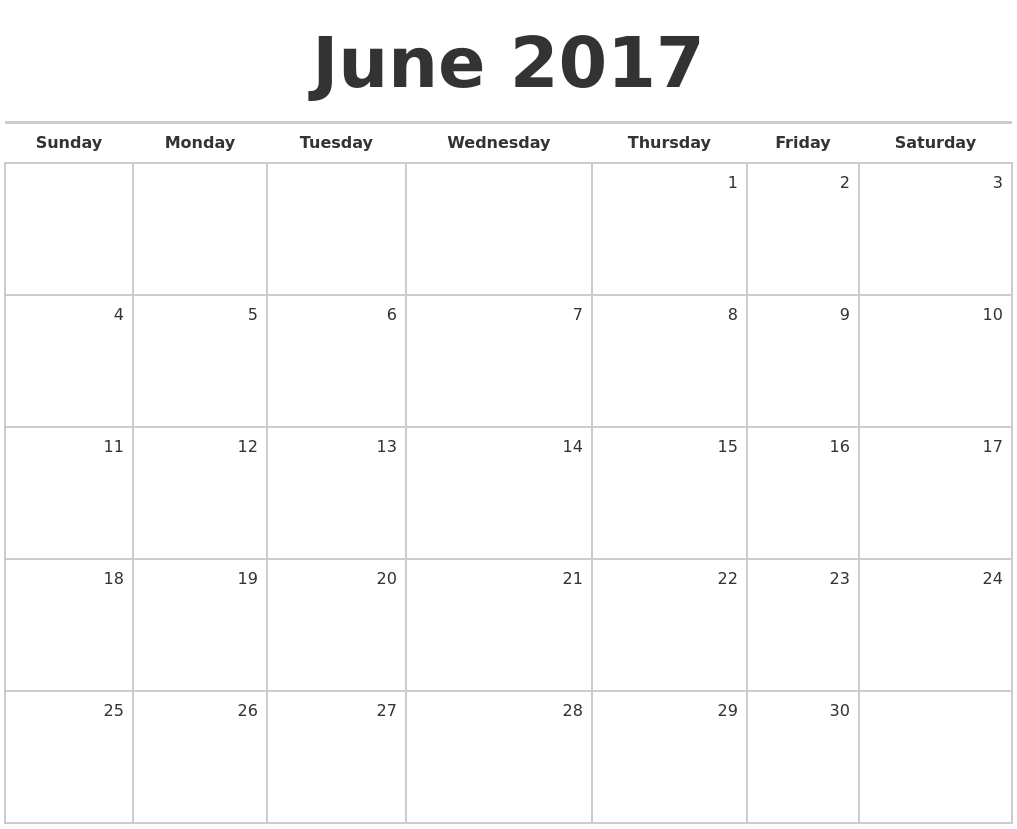 blank 2017 monthly calendars