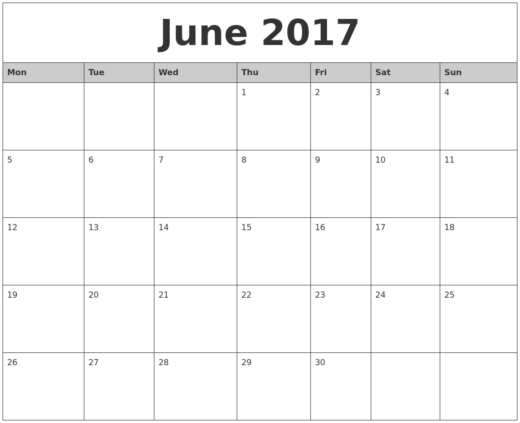 Printable Monthly Calendar Monday Start | monday start calendar template 2016 Printable Monthly Calendar Monday Start | monday start calendar template 2016