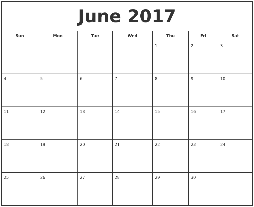 Free Calendar June 2017