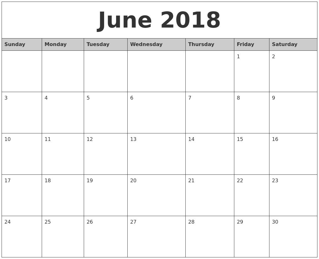 June 2018 Calendar June 2018 Calendar June 2018 Calendar 1 Uekwlx Bcizom