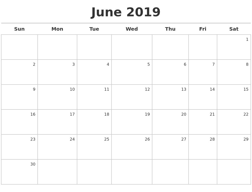 June 2019 Calendar Word 543