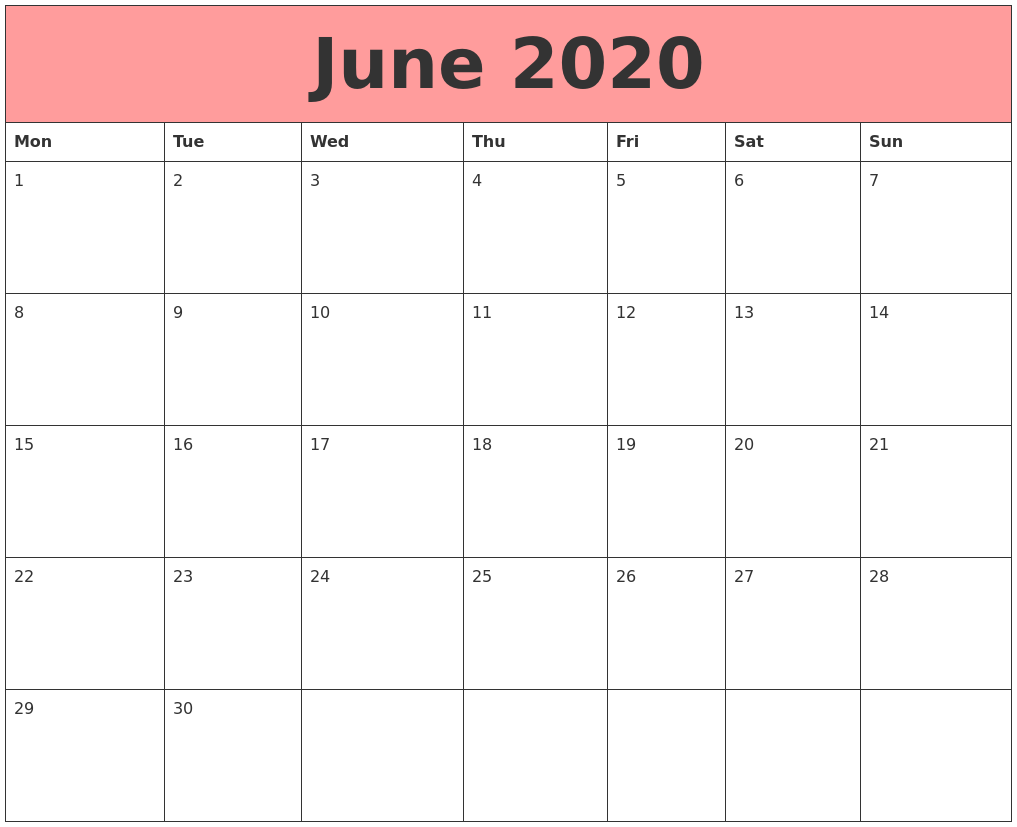 June 2020 Calendars That Work