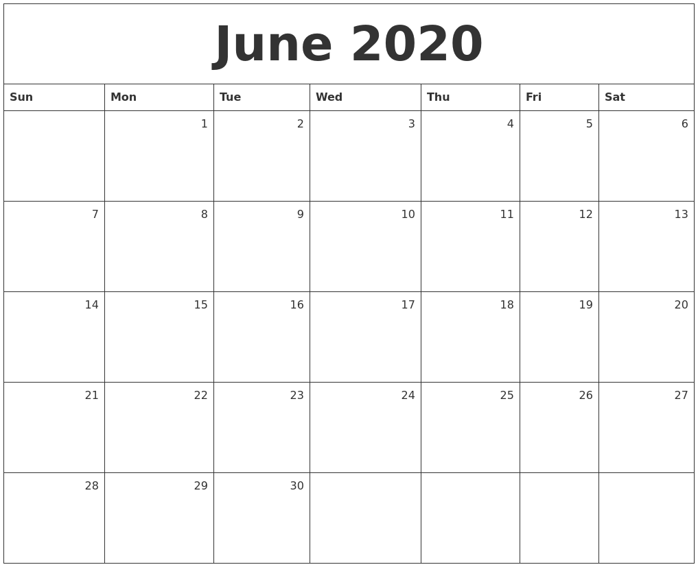 july 2020 calendar printable monthly calendar june 2020