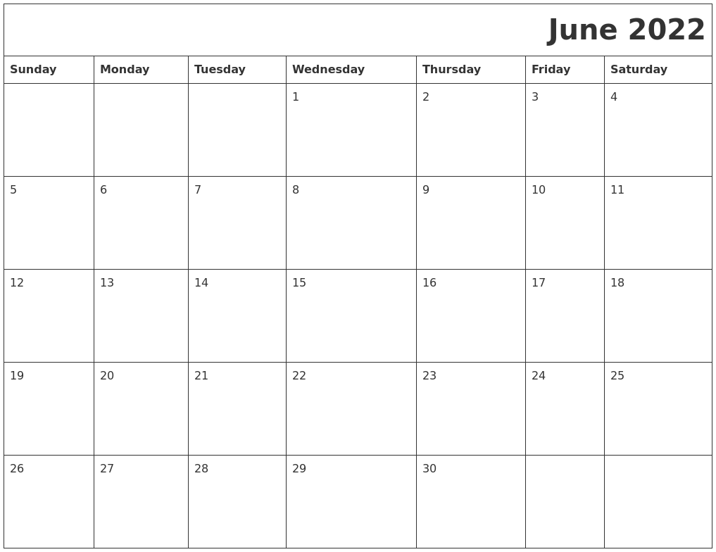 June 2022 Download Calendar